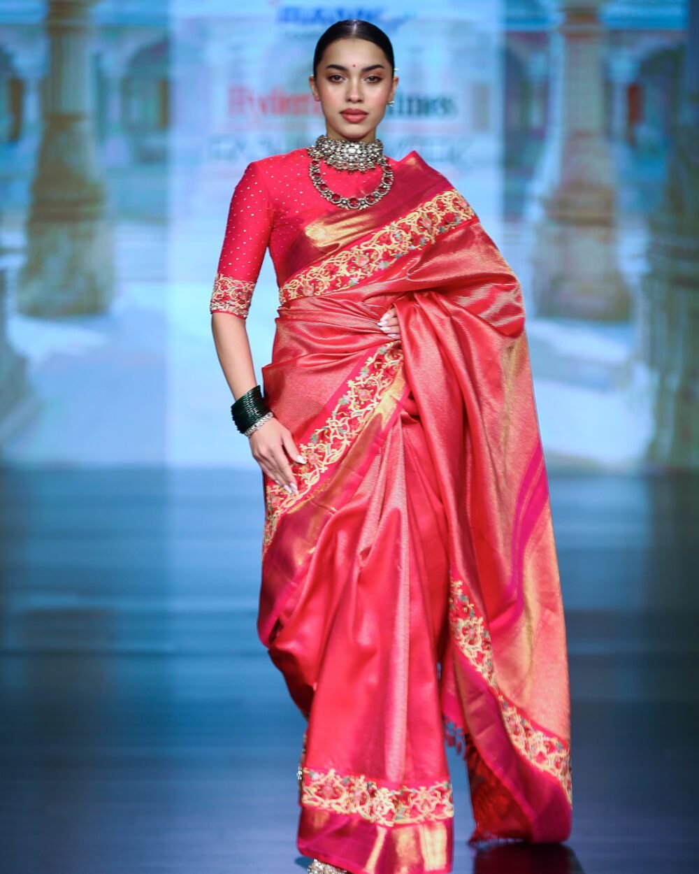 Fuschia Red Kanjivaram Saree
