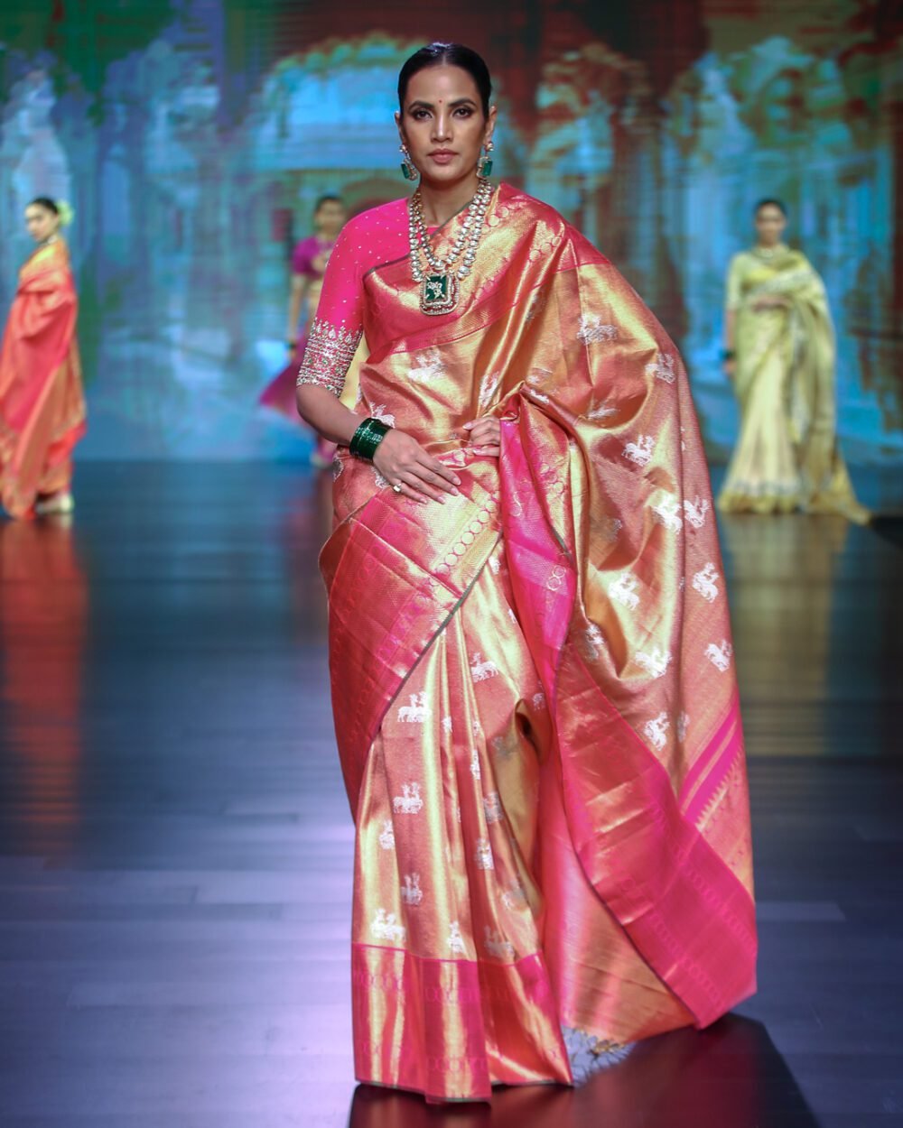 Ochre Gold Kanjivaram Silk Saree