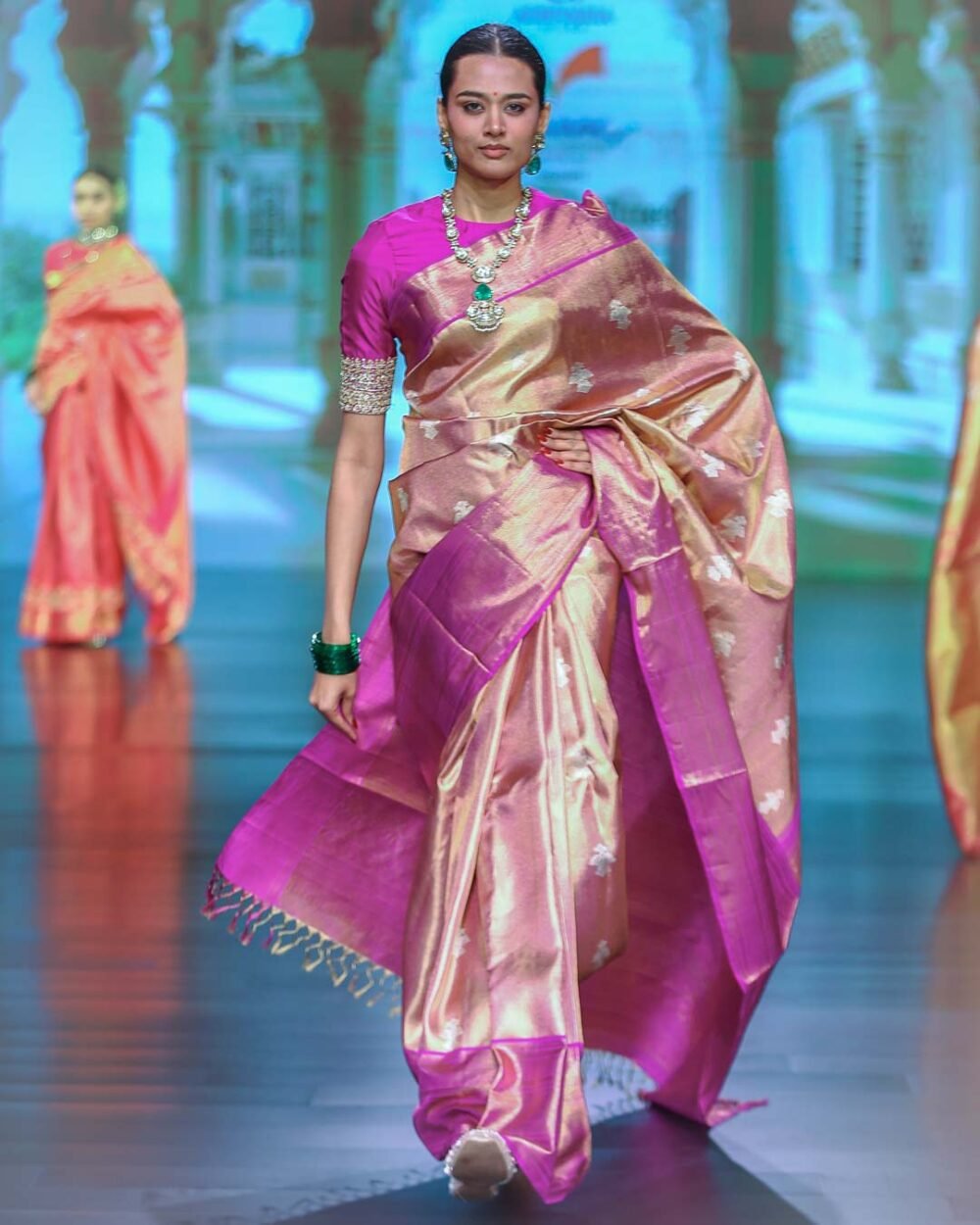 Gold & Purple Tissue Kanjivaram Silk Saree