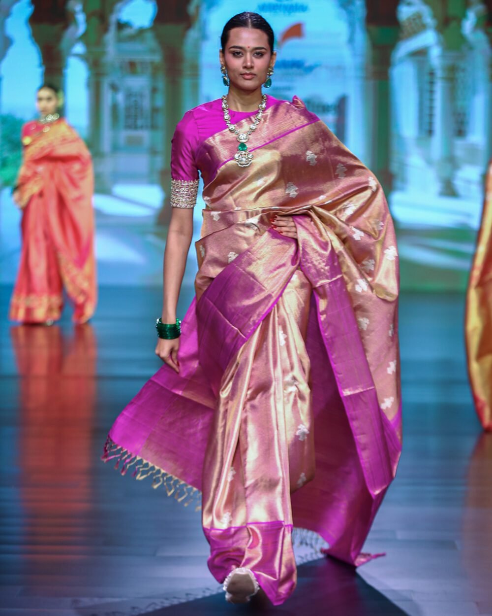 Gold & Purple Tissue Kanjivaram Silk Saree