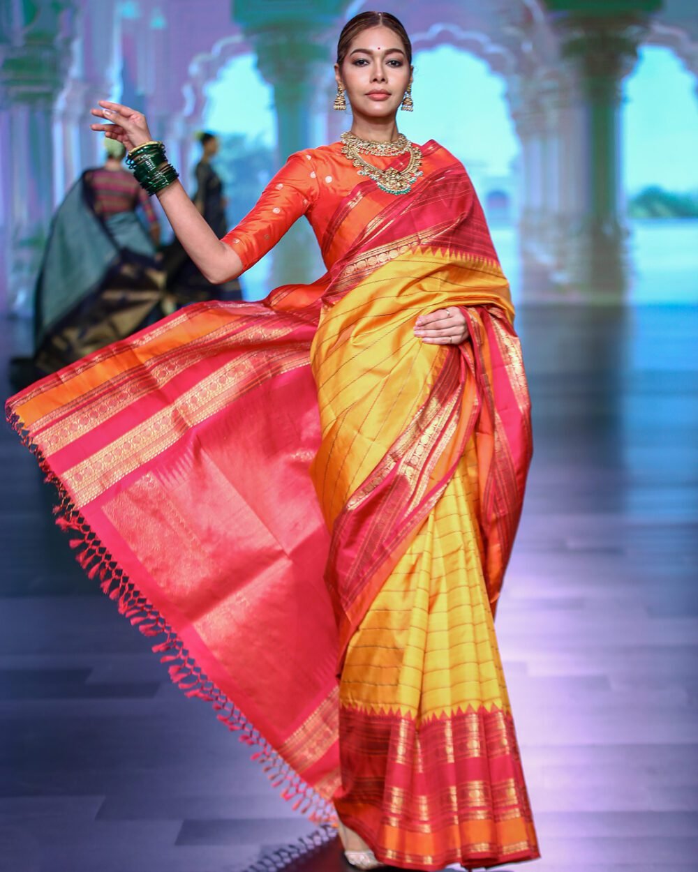 Mustard Yellow  Kanjivaram Silk Saree