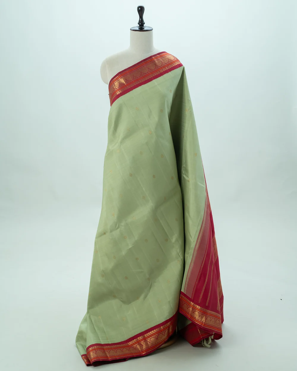 Pista Green & Maroon Kanjivaram Silk Saree