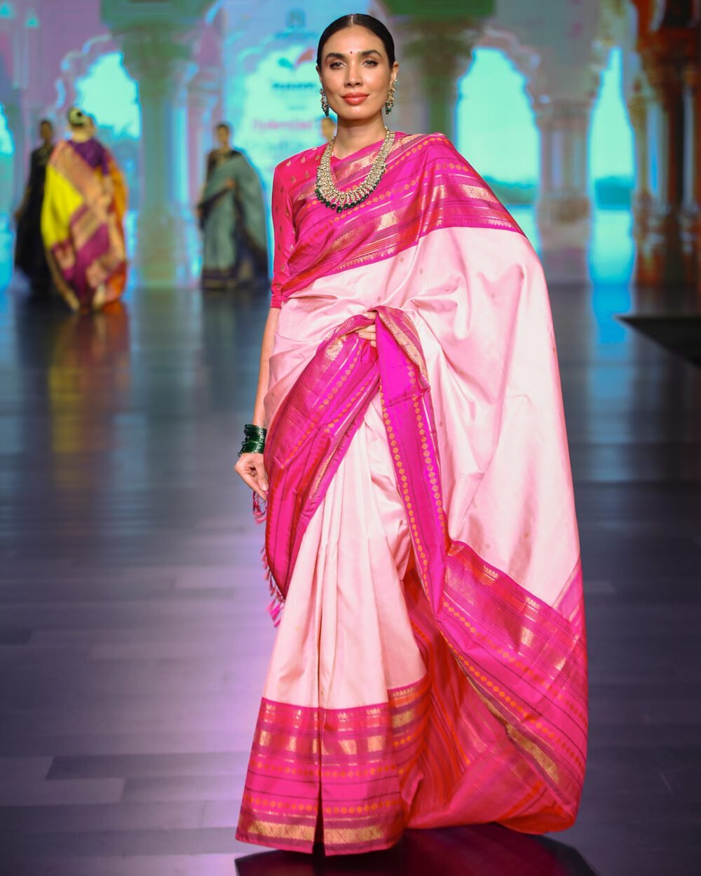 Soft Peach Pink Kanjivaram Saree