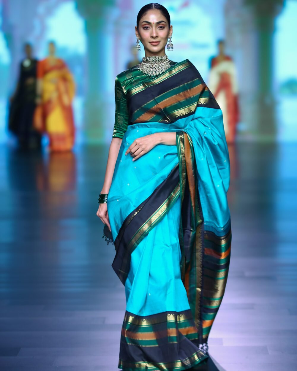Turquoise Blue Kanjivaram Silk Saree