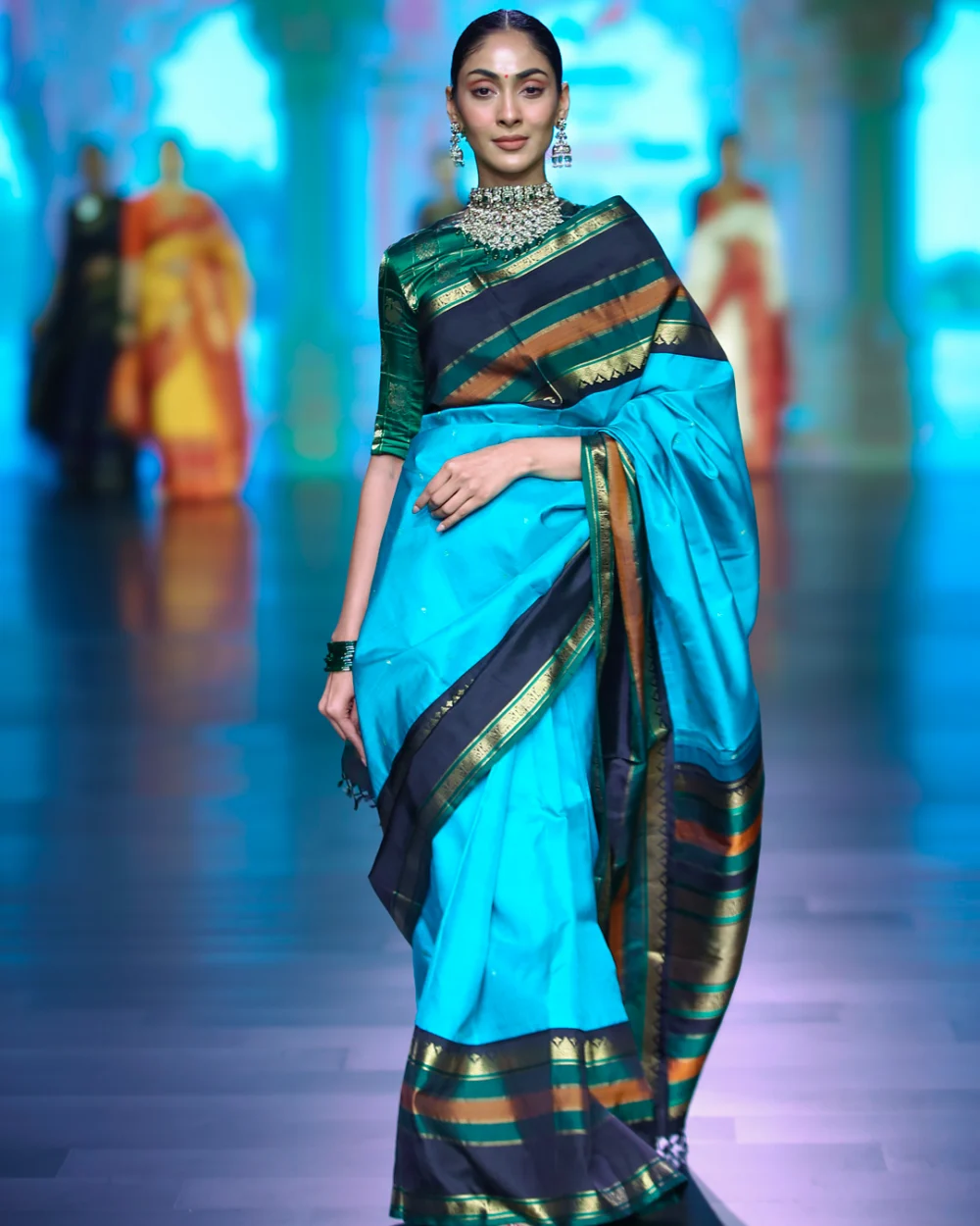 Turquoise Blue Kanjivaram Silk Saree