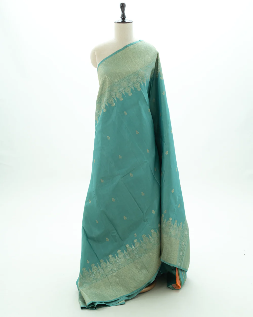 Coral Sea Green Kanjivaram Silk Saree
