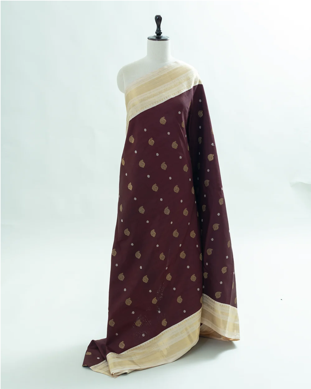 Deep Wine Brown Kanjivaram Silk Saree