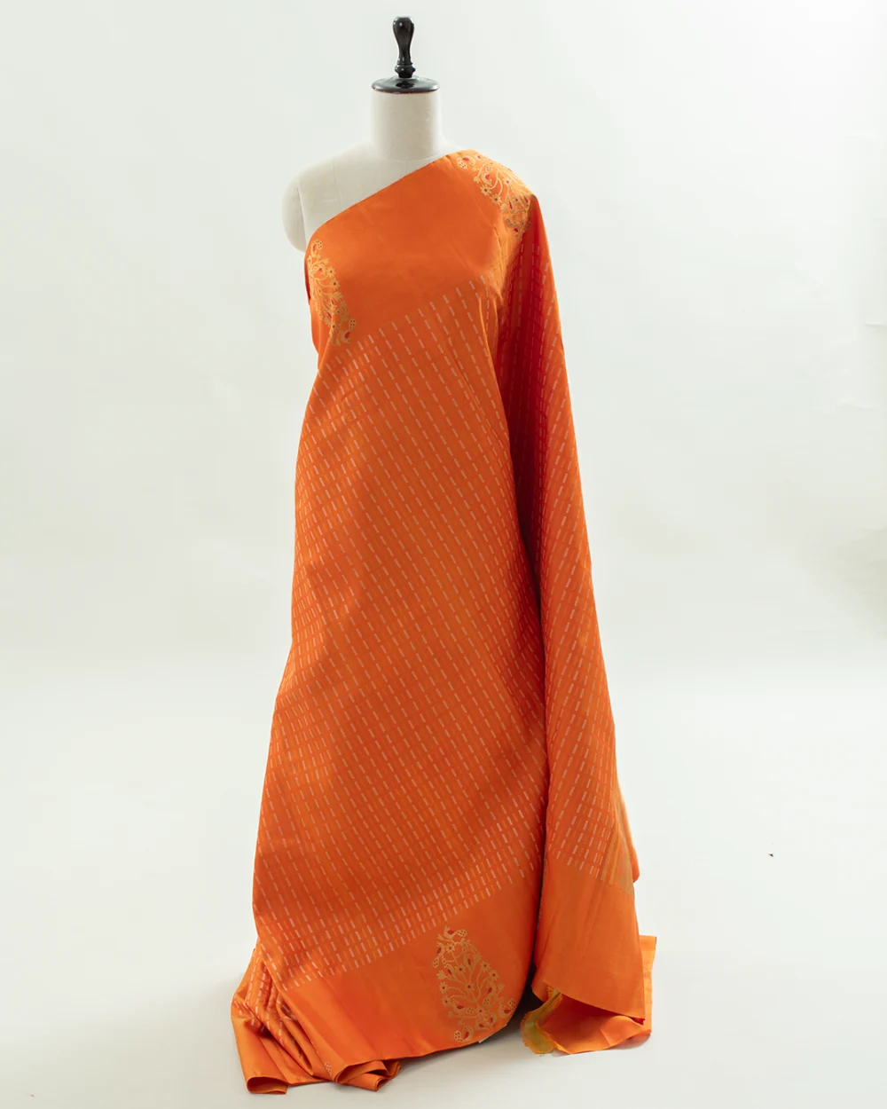 Vibrant Orange Kanjivaram Silk Saree