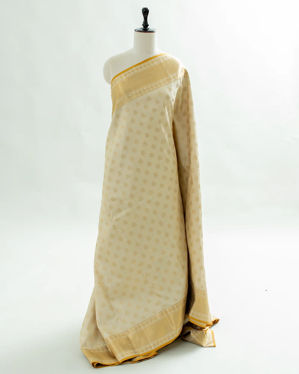 Cream Kanjivaram Silk Saree