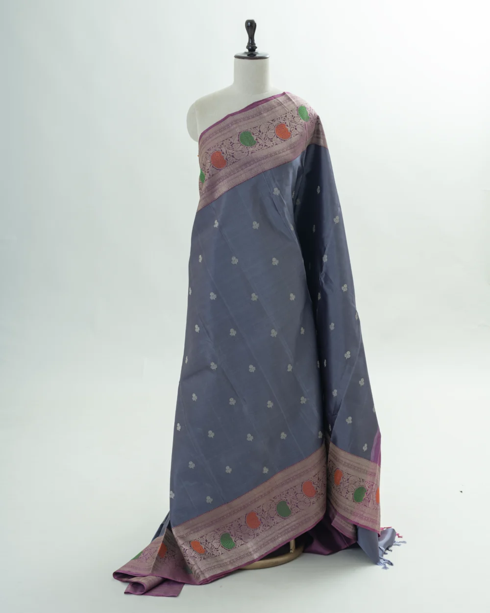 Steel Grey Kanjivaram silk saree