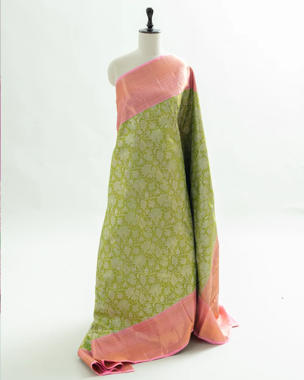 Lime Green Tissue Kanjivaram silk saree