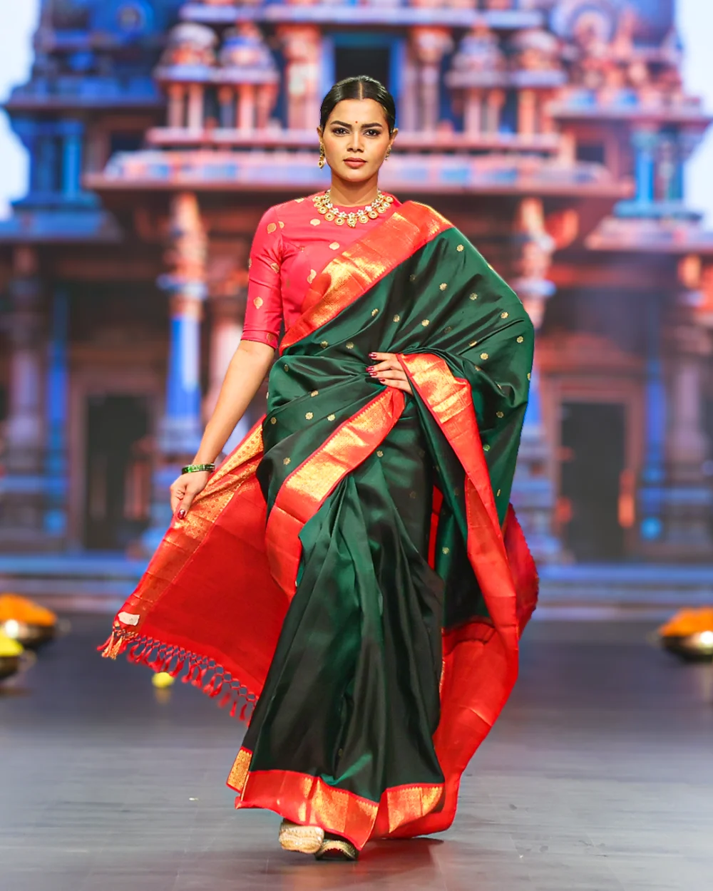 Emerald Green Kanjivaram Silk Saree