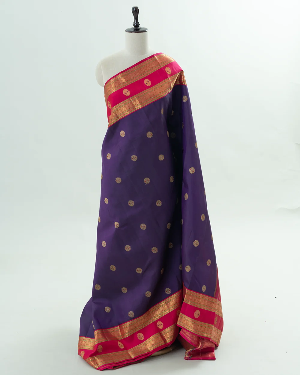 Royal Purple & Magenta Gold-Zari Kanjivaram Silk Saree