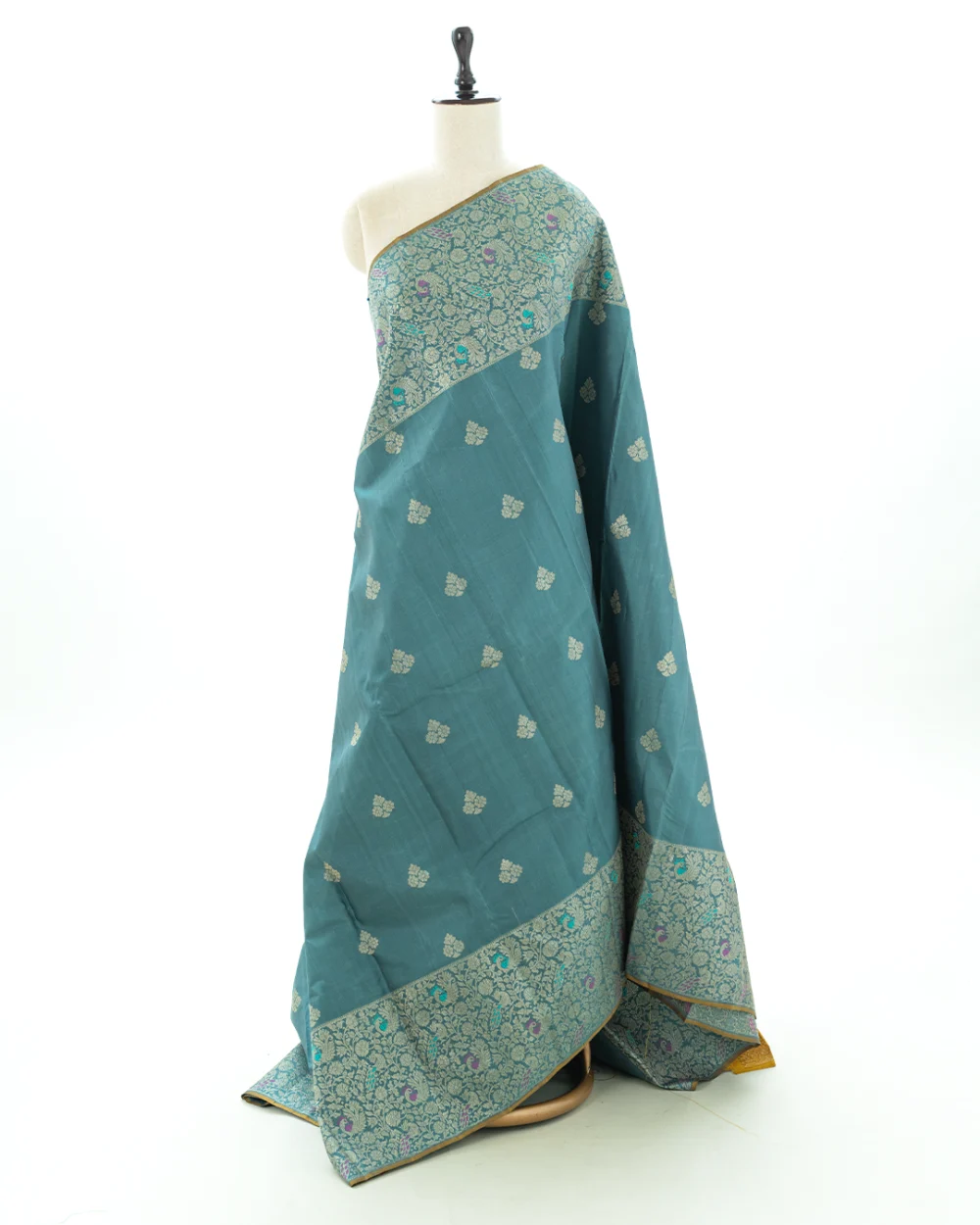 Deep Teal Kanjivaram Silk Saree