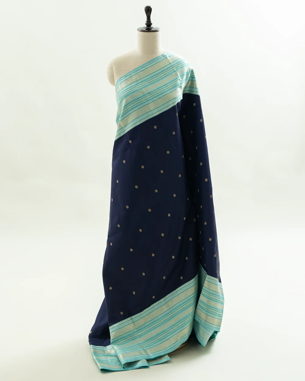 Navy Zari Butta Kanjivaram Saree.