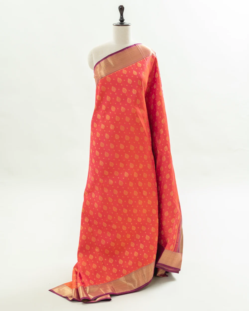 Vibrant Orange Kanjivaram Silk Saree