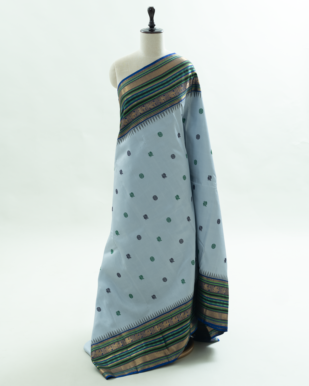 Sky Blue Kanjivaram Silk Sareewith with Mayil Motifs