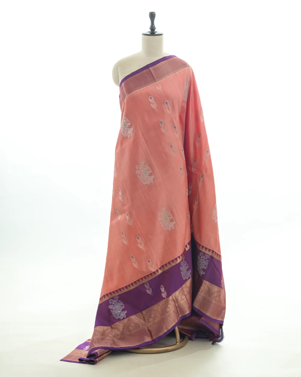 Dark Peach Kanjivaram Silk Saree