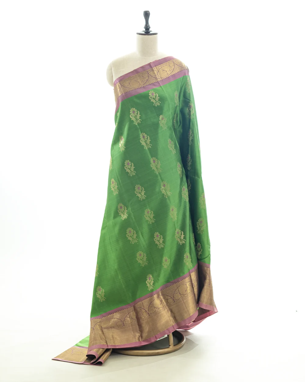 Grass Green Kanjivaram Silk Saree