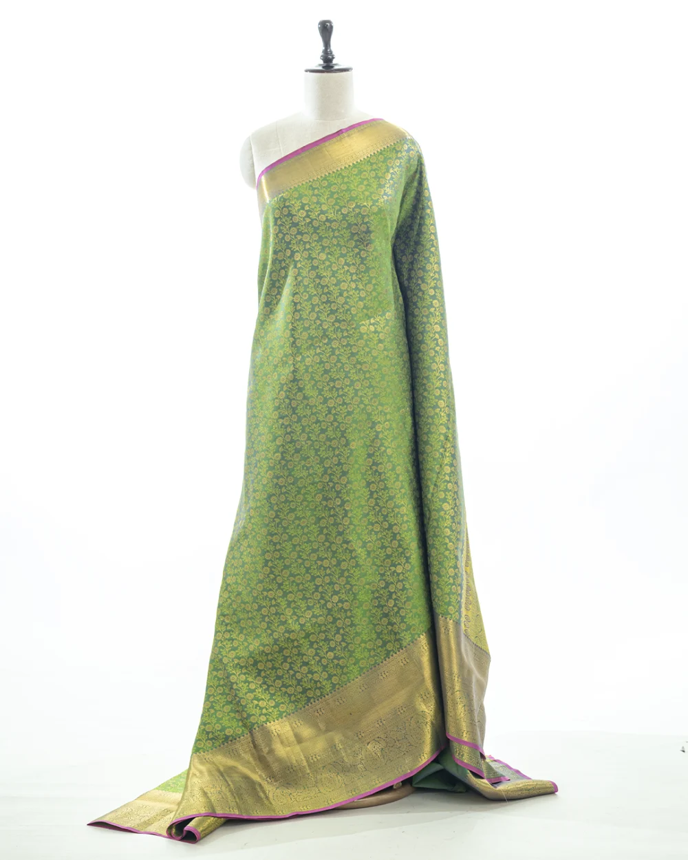 Lime Green Jaal Kanjivaram Silk Saree