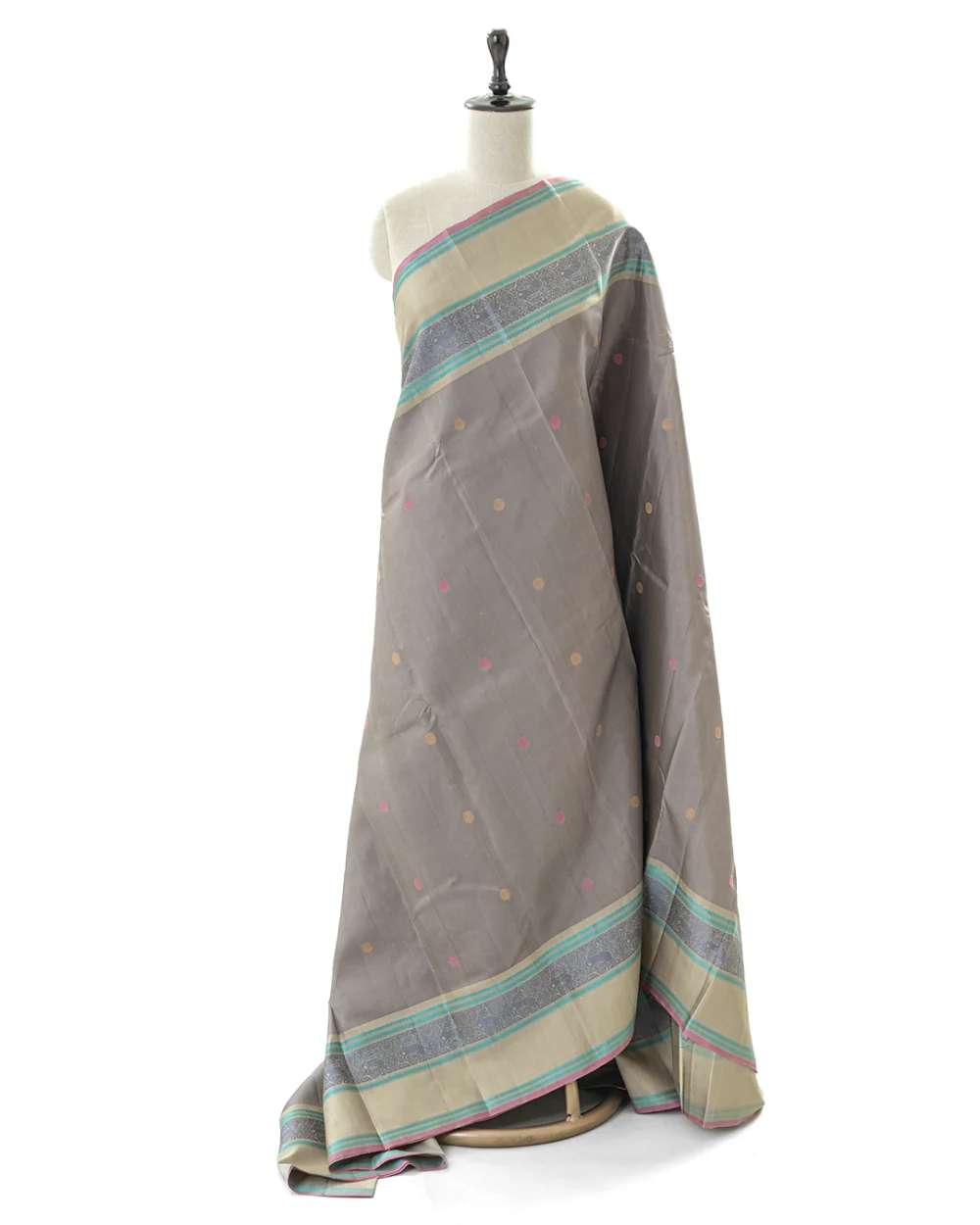 Taupe Grey Kanjivaram Silk Saree