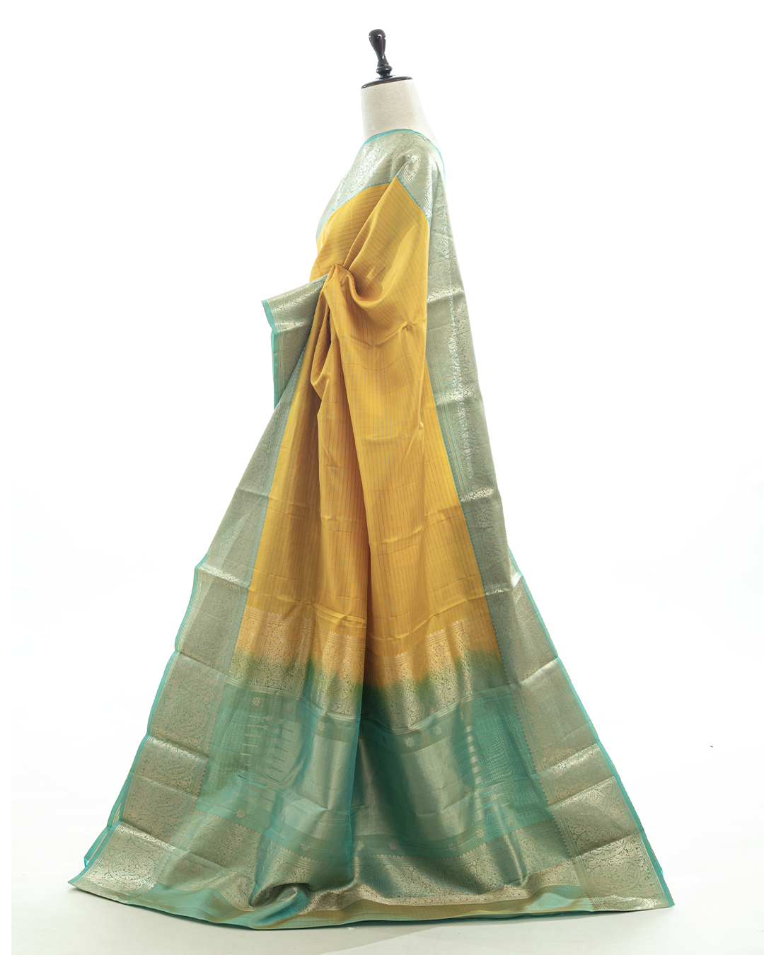 Mustard Yellow Kanjivaram Silk Saree - Image 3