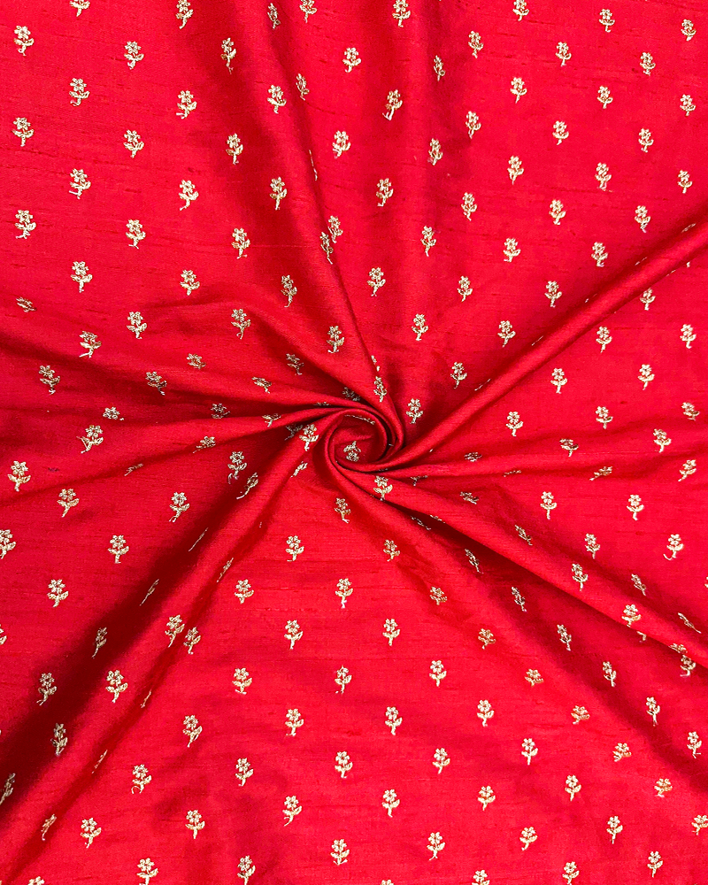 Red Rawsilk Embroidery Fabric