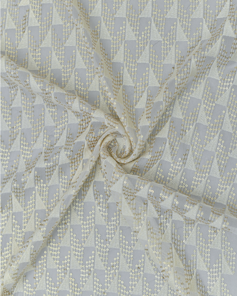 Off White Georgette Chikankari Fabric
