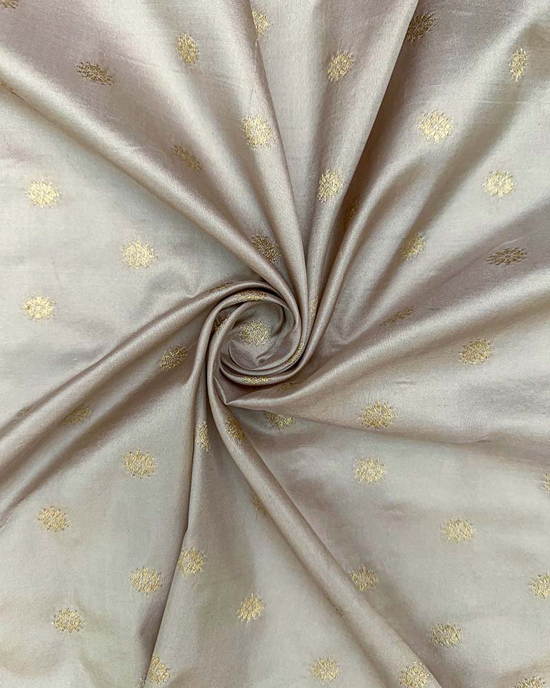 Champagne-Grey Silk Zari Butta Fabric
