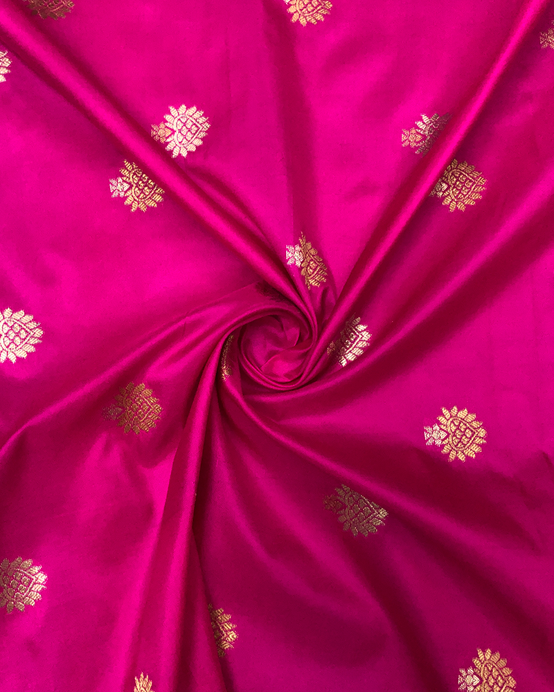 hot pink kanchi pattu fabric