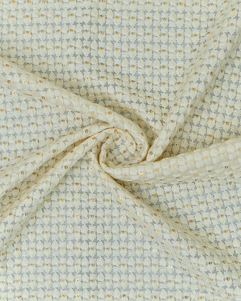 Off White Georgette Chikankari Fabric