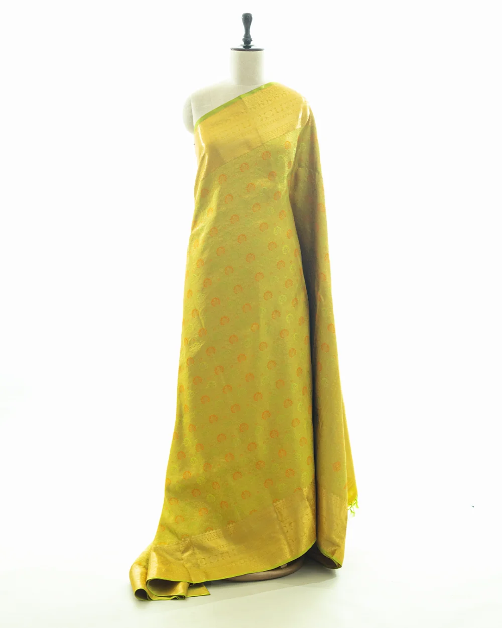 Lime Yellow Green Kanjivaram Silk Saree