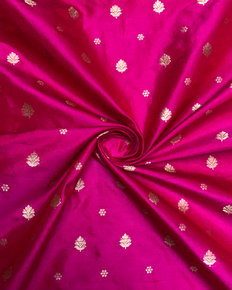 Pink Silk Zari Butta Fabric