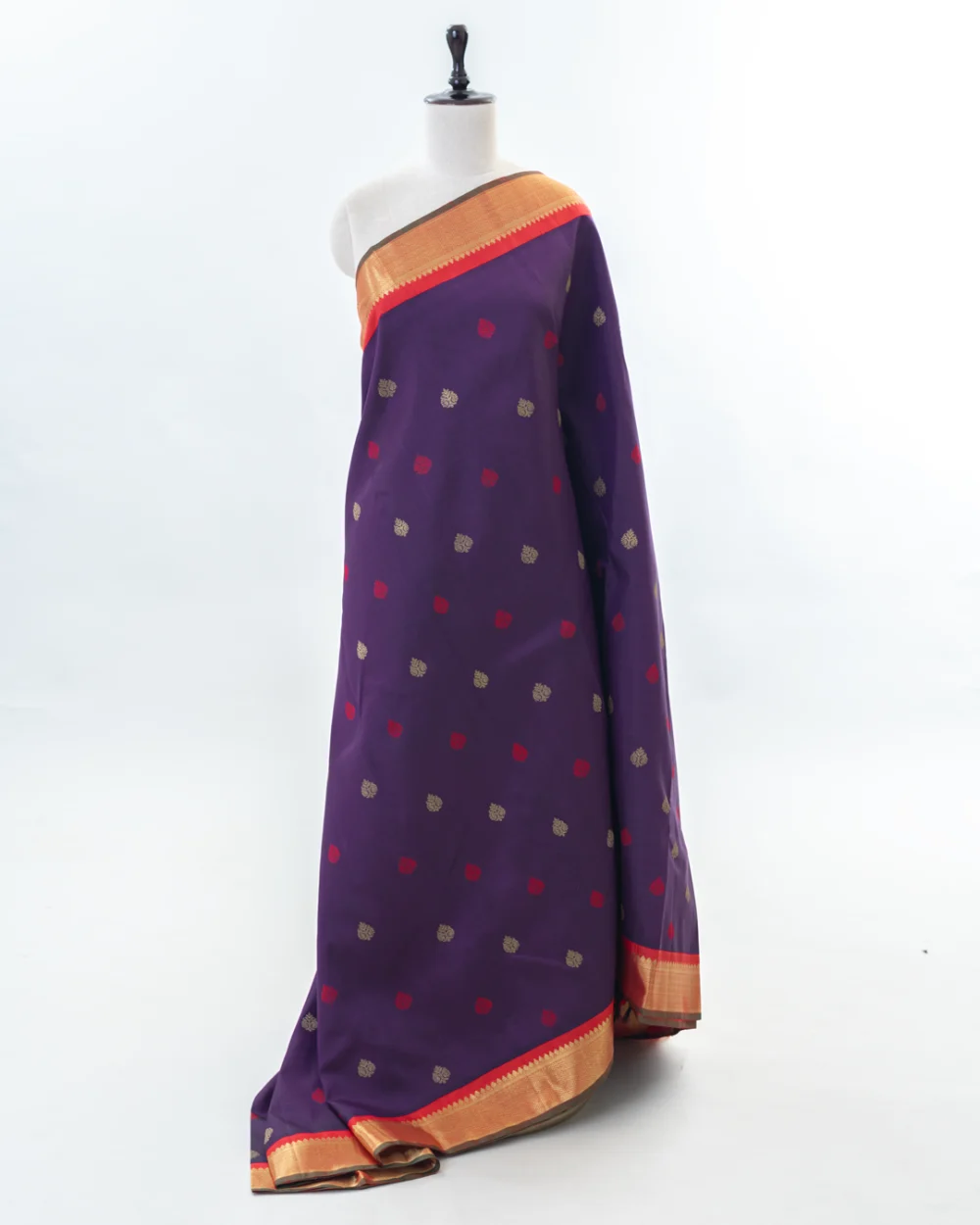 Royal Purple & Red Kanjivaram Silk Saree