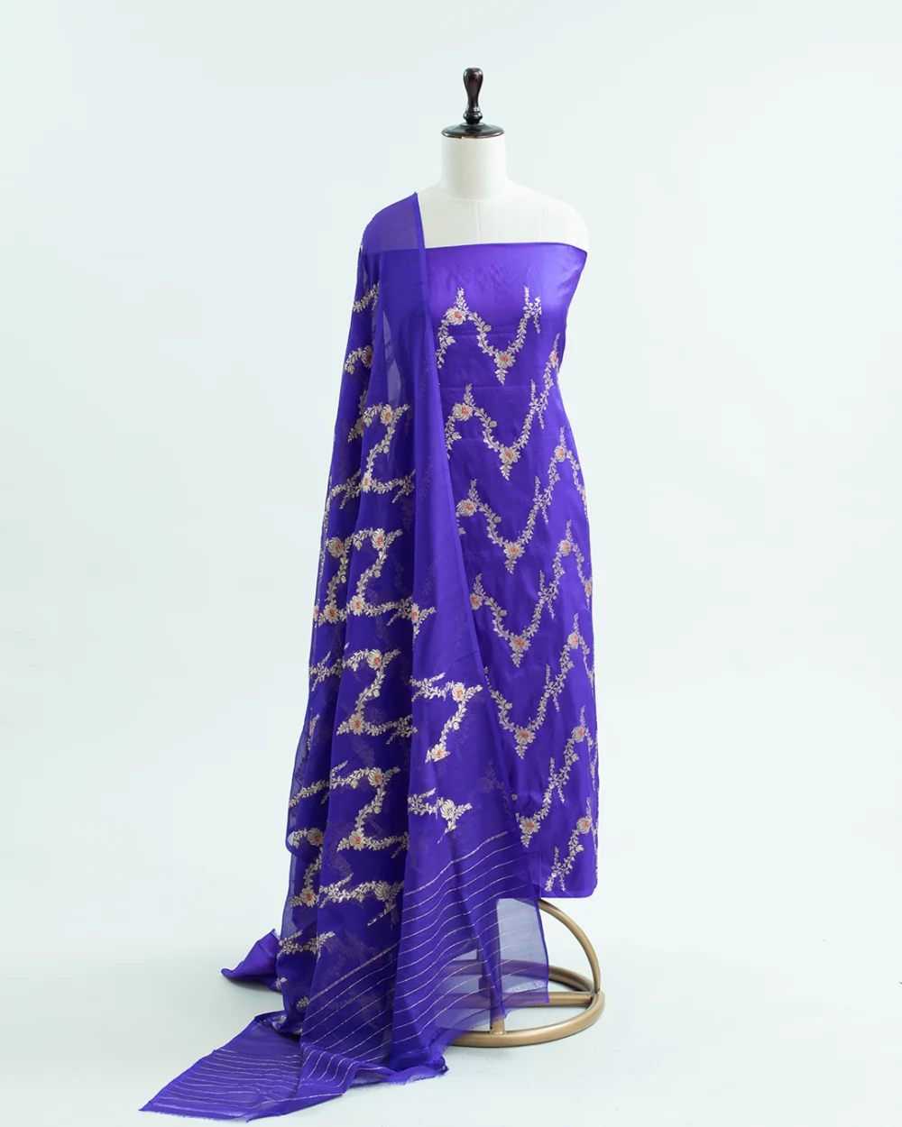Elegant Purple Banaras Kadhwa Kurta Set