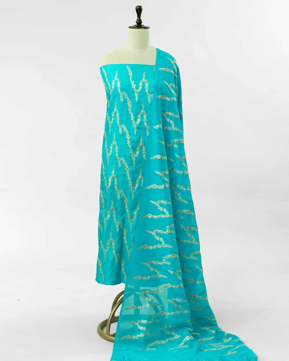 Sea Green Banarasi Kadhwa Kurta Set
