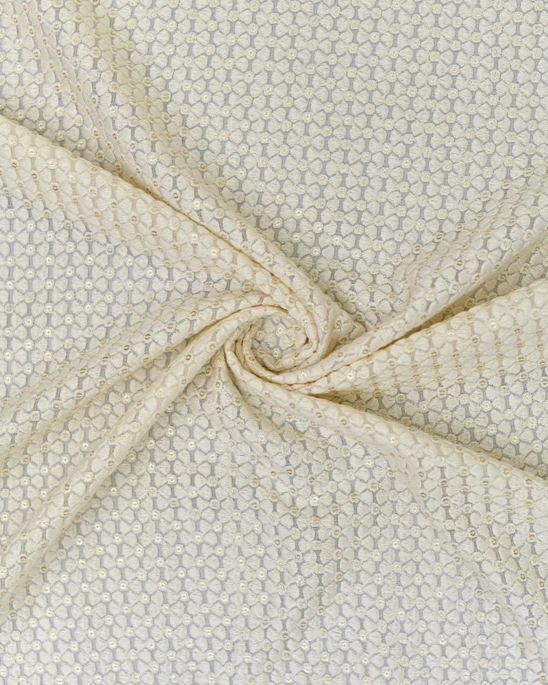 Off White Georgette Chikankari Fabric