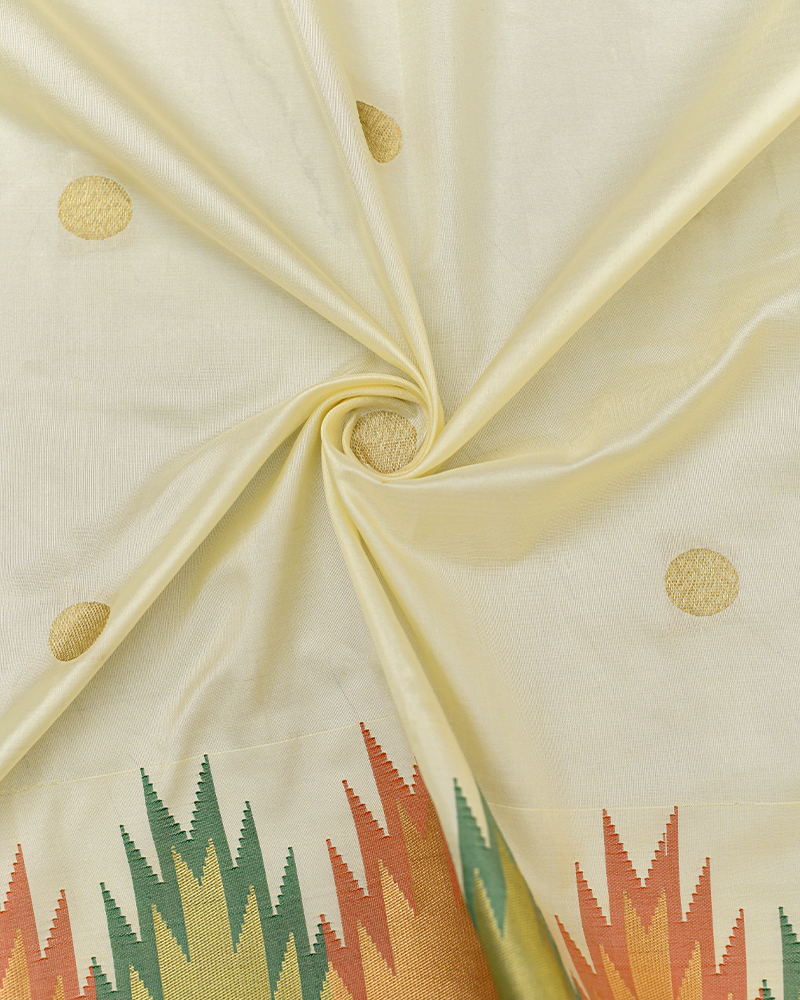 Cream Temple Kadiyal Zari Butta Silk