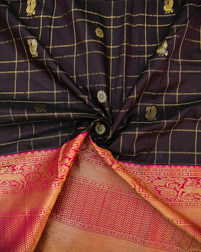 Brown Kanjivaram Lehanga Fabric