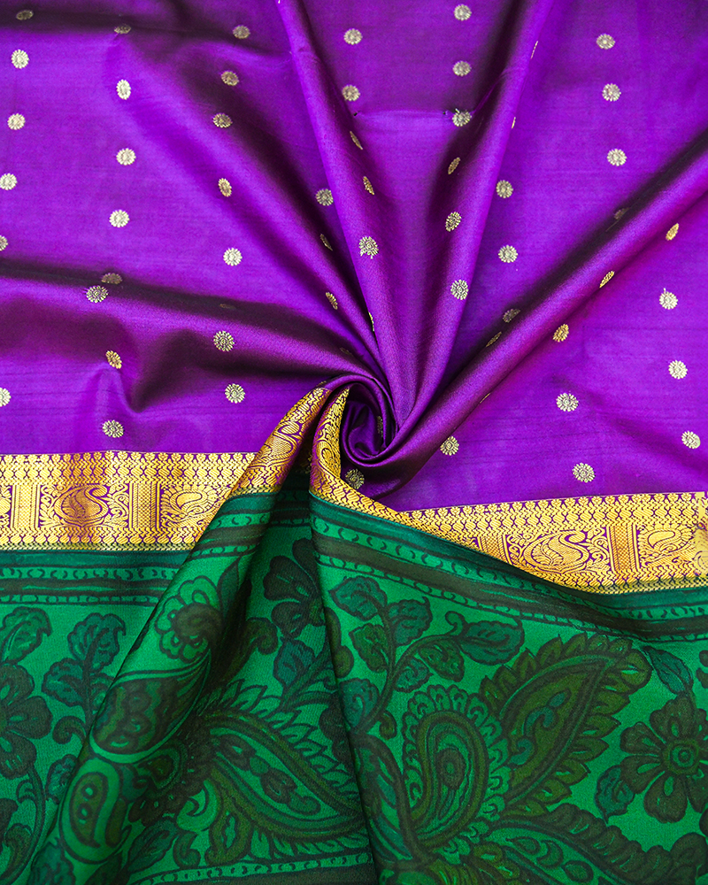 Royal Purple Kanjivaram Lehanga Fabric