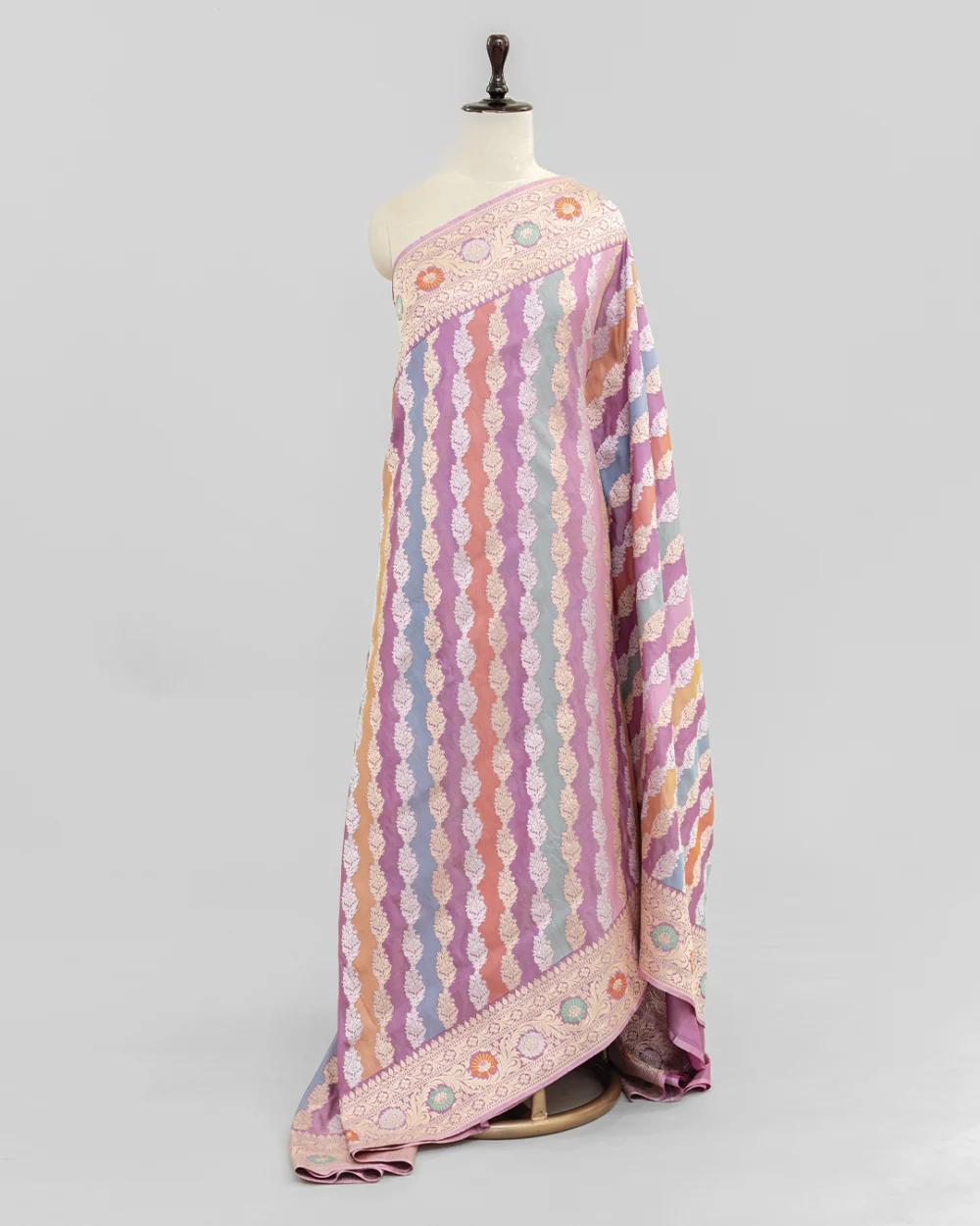 Lilac & Pastel Multi-Hued Rangkat Banarasi Silk