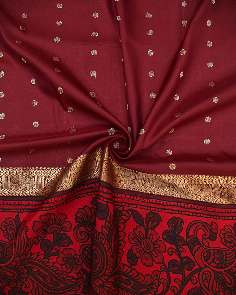 Maroon Kanjivaram Lehanga Fabric