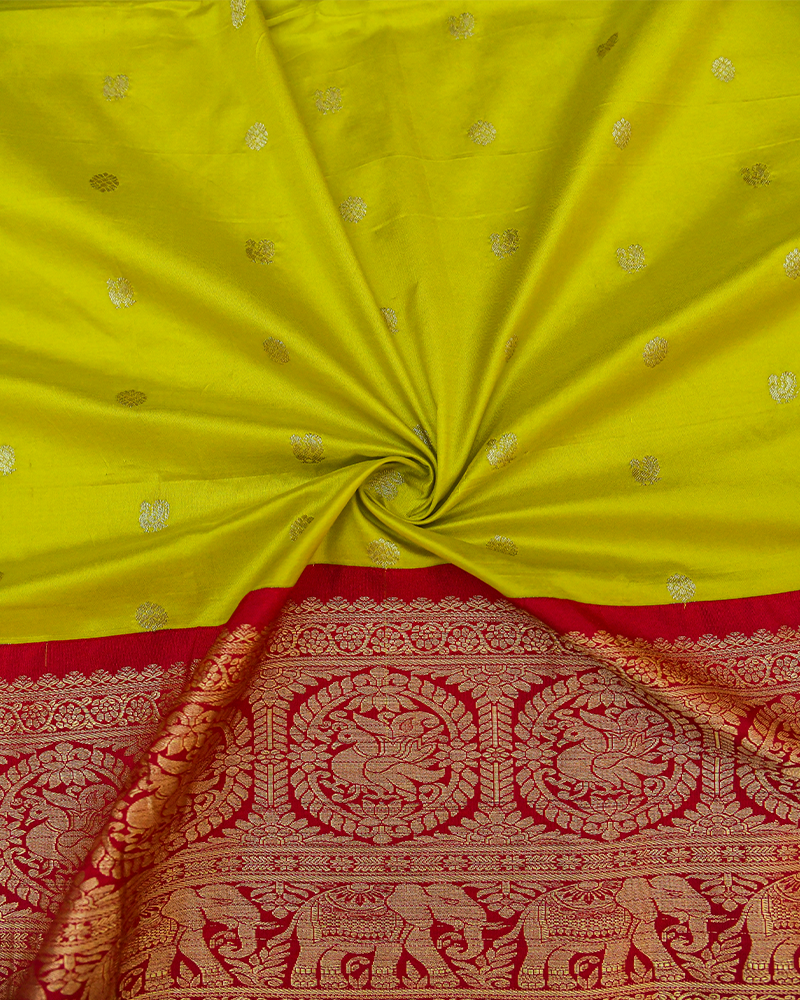 Kili Pachai Kanjivaram Lehanga Fabric