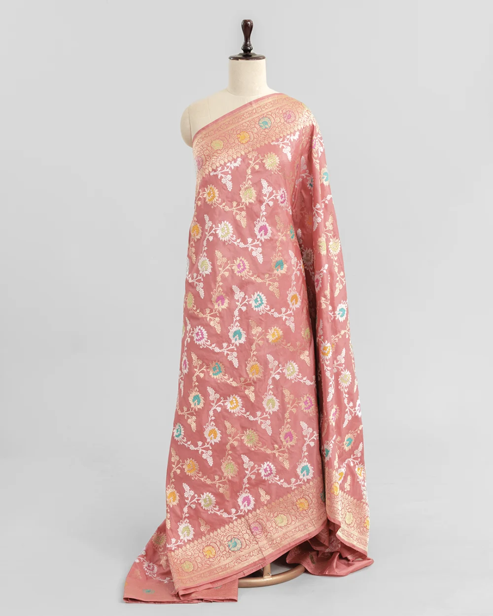 Peach Meenakari Jaal Banarasi Silk Saree