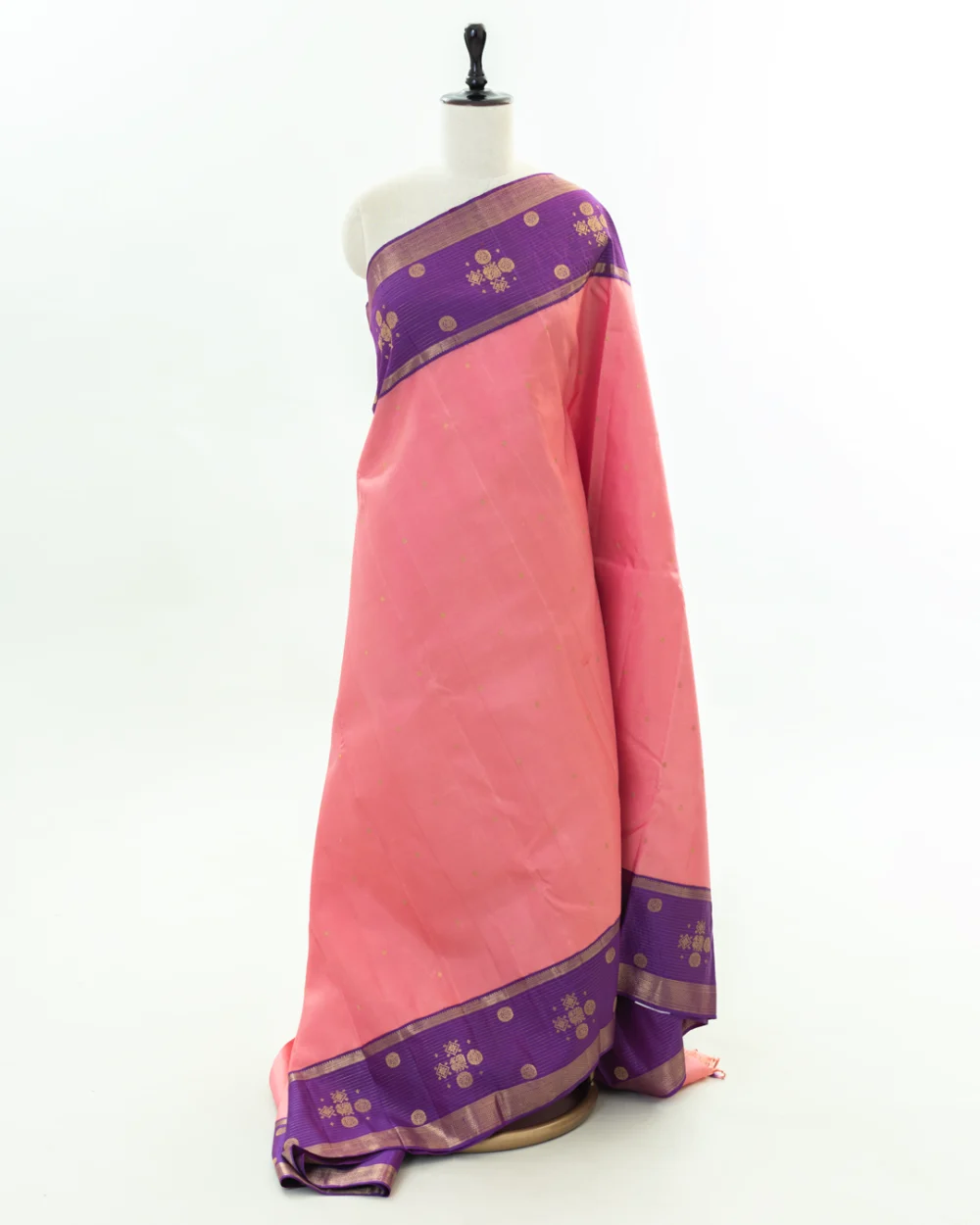 Peach Purple Kanjivaram Saree