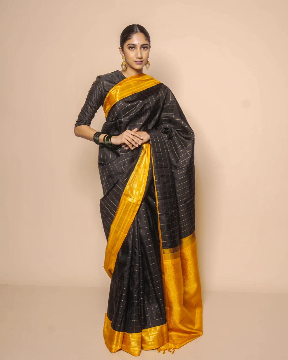 Black Kanjivaram Handloom Silk Saree