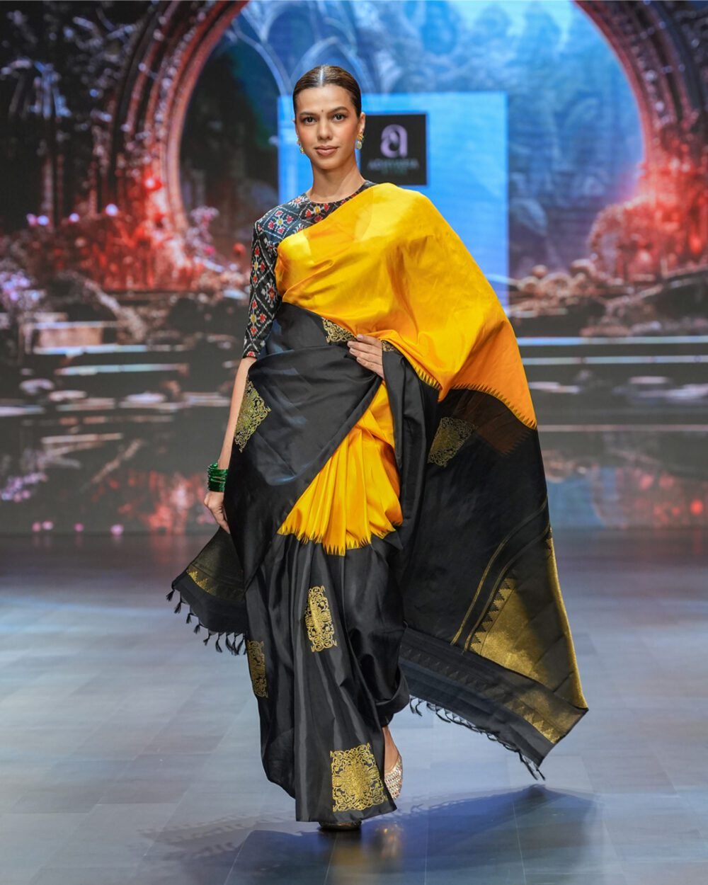 Radiant Turmeric Yellow Kanjivaram Handloom Silk Saree