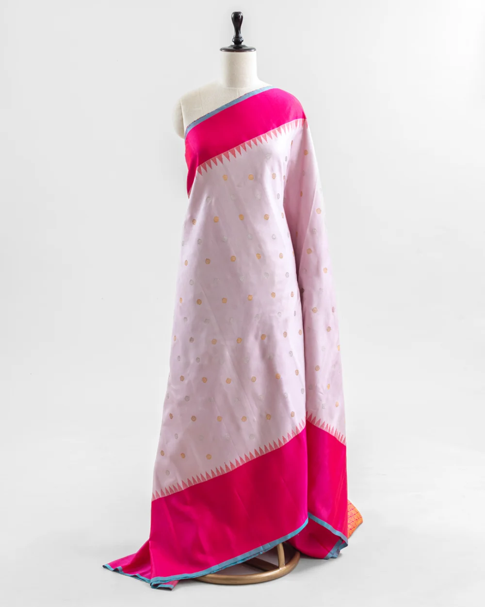 Pale Pink & Pink Gadwal Silk Saree