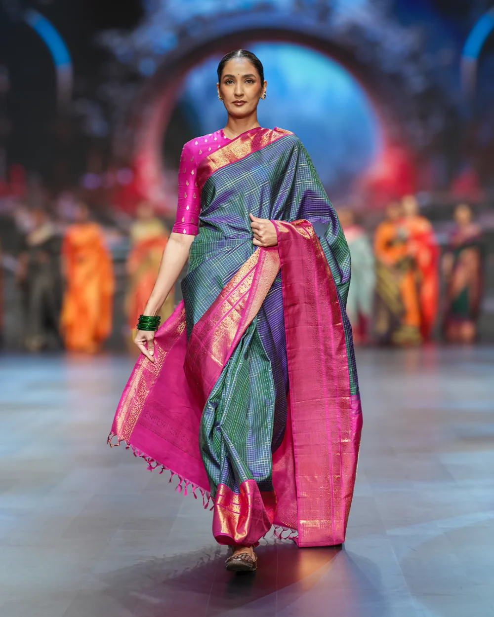 Peacock Blue Kanjivaram Handloom Silk Saree