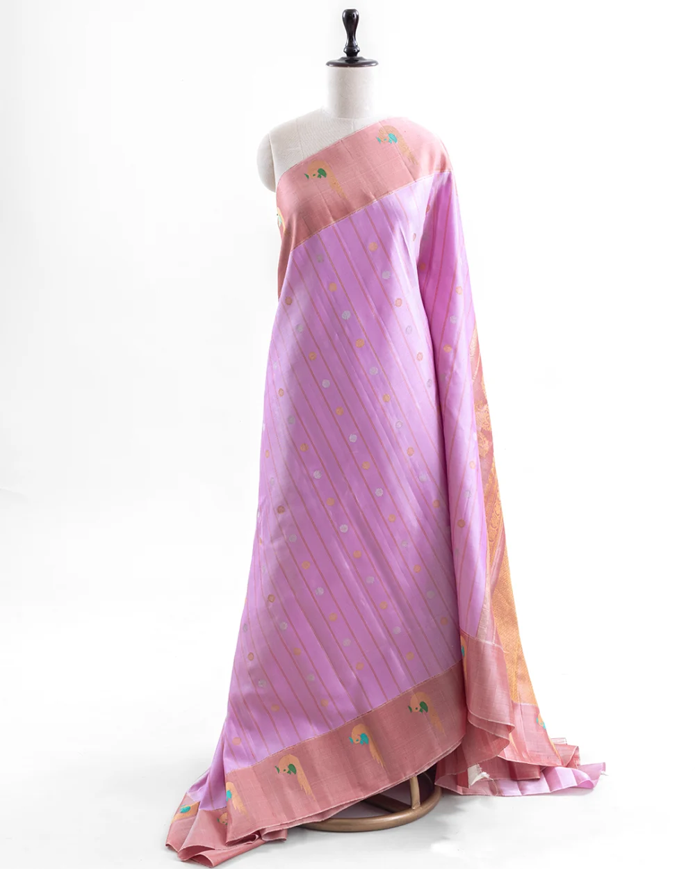 Lilac & Rose Gold Silk Saree